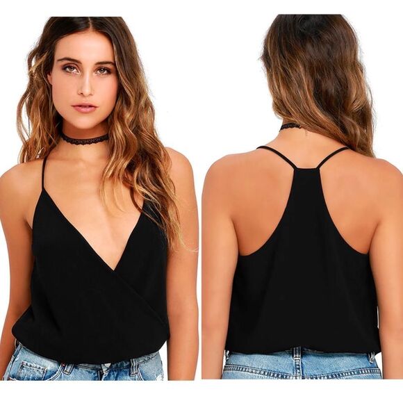 Lulu’s Well Dressed Black Draped Bodysuit Size S - Picture 1 of 9